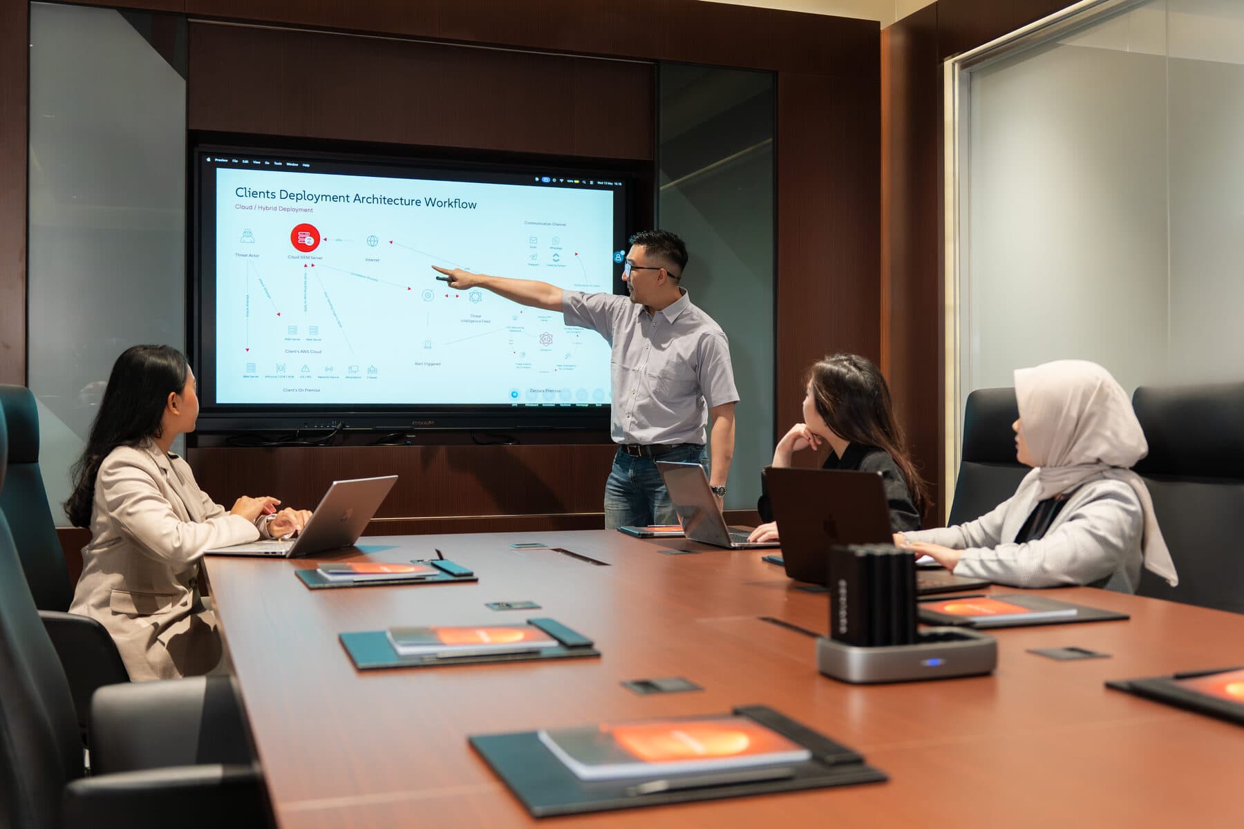 A Zentara architect briefing the board on a deployment architecture