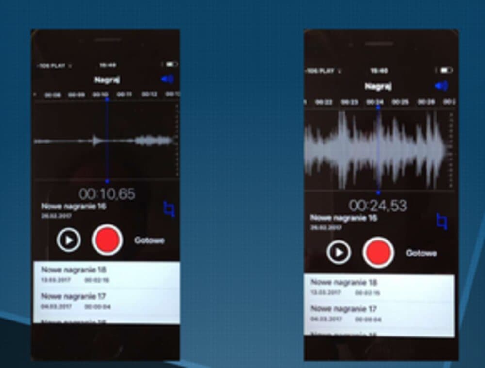A covert recording before and after GT-ZERO — intelligible speech becomes unintelligible noise