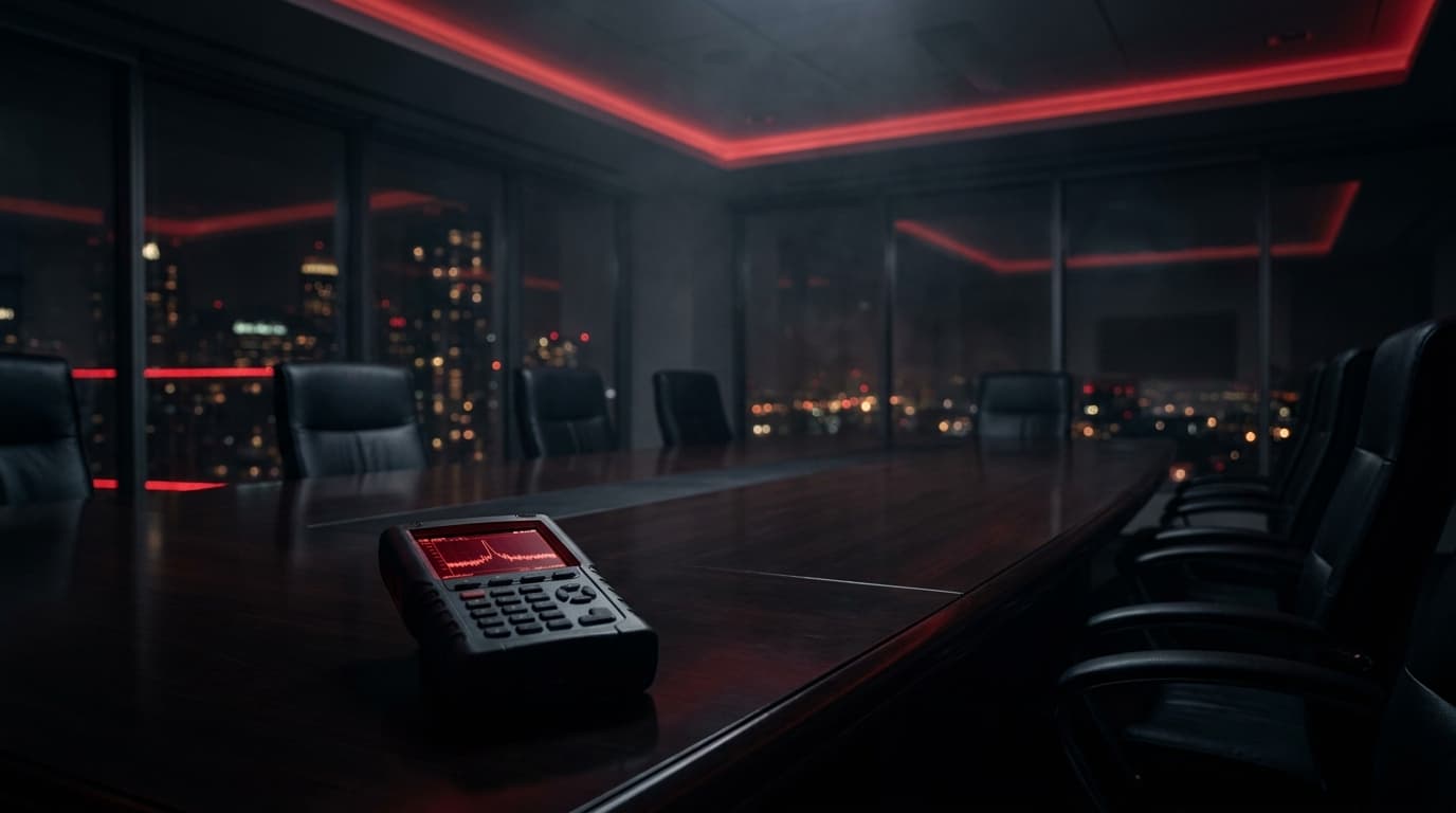 An executive boardroom being swept for surveillance devices